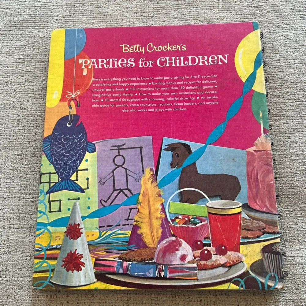 Vintage 1964 Betty Crocker's Parties for Children Spiral Hardcover Book Retro